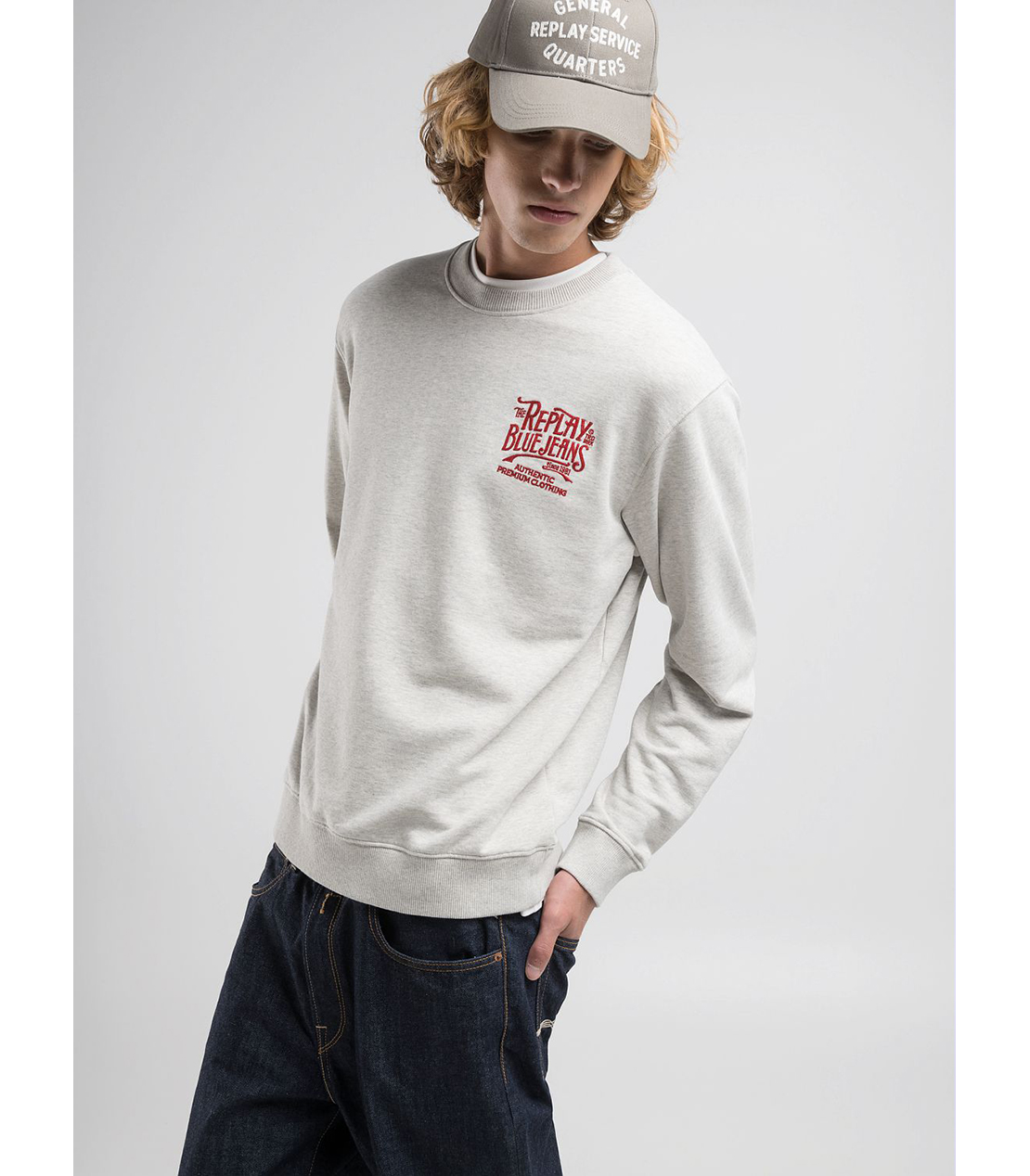 クルーネックコットンフリース 詳細画像 グレーメランジ 4